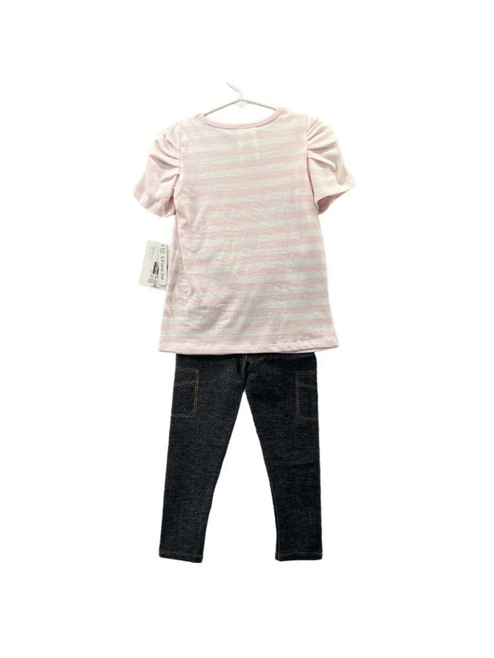 Absorba Toddler Girls 3T Legging Top Outfit Pink Stars Faux Denim